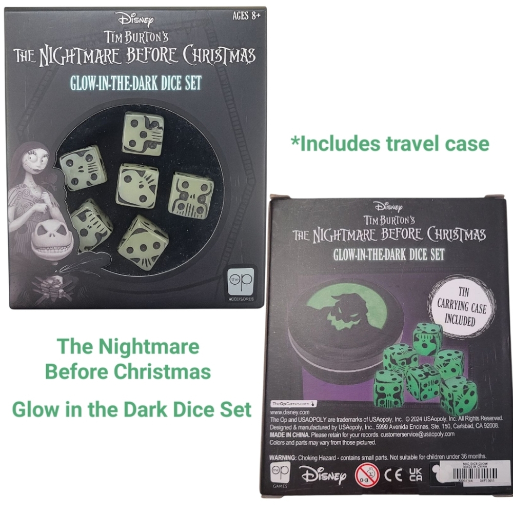 NWT Disney Nightmare Before Christmas Glow Dice Set Halloween Gift Collector Set